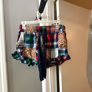 Aerie Leopard and Plaid Ruffle Pajama Shorts